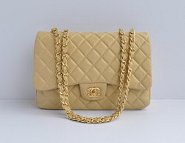 7A Replica Chanel Jumbo A28600 Apricot Lambskin Leather with Golden Hardware